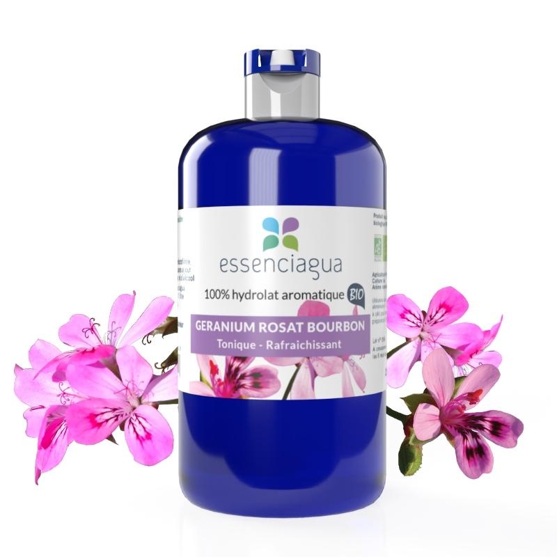 Idrolato 100% biologico e artigianale di geranio rosa Bourbon